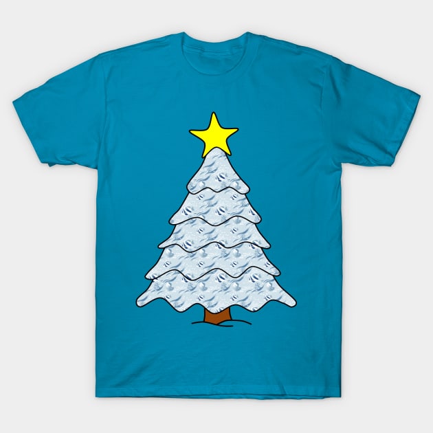 Blue fish Christmas tree T-Shirt by Nicostore